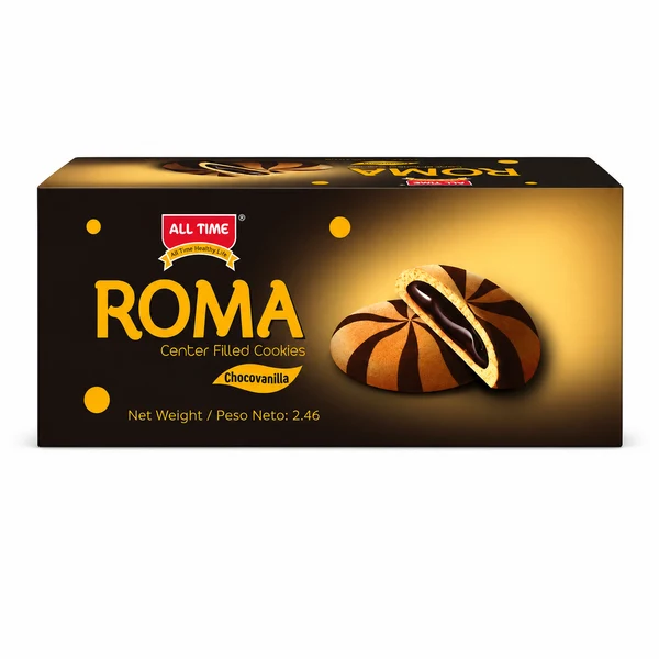 ALL TIME ROMA CHOCOLATE FILLED COOKIES CHOCO VANILLA 70GMX20PC